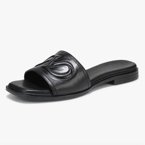 Naturalizer Genevieve Black Leather Padded Slide Sandals Size 7 M NEW